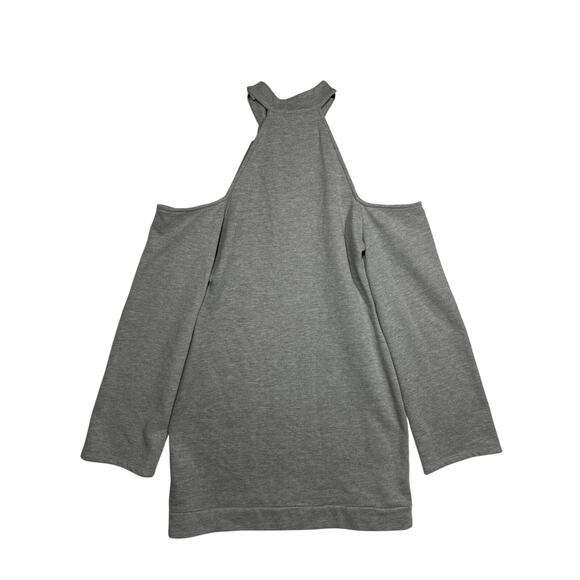 Michael Costello x Revolve Cold Shoulder Mini Dress Gray Designer Sweatshirt M - Picture 6 of 13